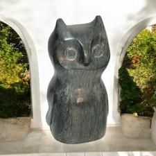 Vintage Handmade Inuit Soap Stone Owl Figurine Sculpture Signed Dimu 6”