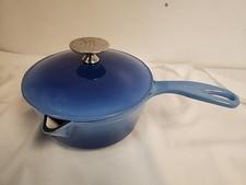 Tim Love Collection (TLC) Blue Enamel Coated Cast Iron 7 1/2” Saucepan w/Lid