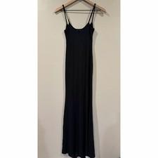SKIMS Soft Lounge Long Slip Dress Womens Size S Onyx Black Ribbed Maxi NWT
