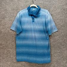 Nike Golf Polo Shirt Mens Large Blue Striped Ombre Tour Performance Short Sleeve