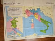 Vintage Rand McNally Unification of ITALY Wall Map 33" X 50"