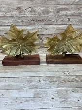 Broyhill Table Decor Gold Leaf Statue 7" × 8" Bookends Shelf Sitter Set Of 2