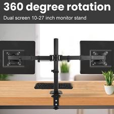 Double Dual Display Computer Monitor Arm Mount Desk Stand 13-27" Screen LED LCD