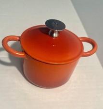 Tim Love Collection Orange Cast Iron Enamelware Mini Dutch Oven Pot W/ Lid