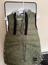 Calvin Klein Performance Green Quilted Hooded Vest XS Zip Logo Lightweight