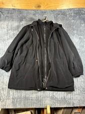 Liz Claiborne Outerwear Parka Jacket Womens 3X Black Hooded Fleece Lined Zip Up