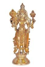 Brass Hindu God Standing Lord Vishnu Statue Figurine Idol