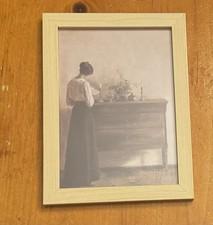 Vintage Style Woman Reading print Framed sepia Romantic Interior Wallart Neutral