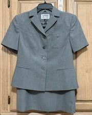 Kasper ASL Petite Gray Skirt Suit Business Petite Size 6P Short Sleeve Office