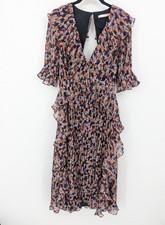 La Maison Talulah Dress Womens XS Multicolor Pleated Ruffle Midi Floral Boho