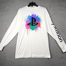 PlayStation SHIRT MENS MEDIUM WHITE PS5 PS4 PS3 LONG SLEEVE SKATER GAMER NWT