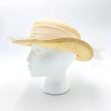 Women's Betmar Straw Hat w/Mesh Bow & Veil, Church, Special Occasion