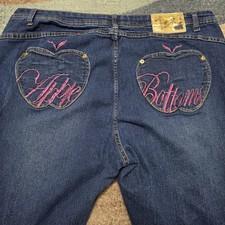 Vtg Apple Bottom Jeans Y2K Embellished Faded Nelly Low Rise Skinny Blue Size 22