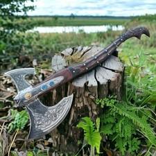 42" God of war leviathan Kratos axe handmade Ragnarok with leather sheath, Gifts