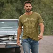 GM Official Chevrolet American Classic Olive Short Sleeve Sport T-Shirt Men 3XLT