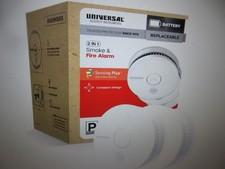 Universal Security 9V Battery Operated Smoke Detector w Photoelectric Sensor 3PK