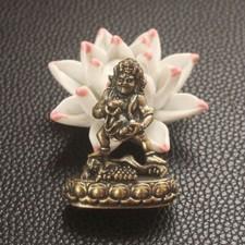 Tibetan Black Wealth God Statue Brass Buddha Figurine Home Altar Table Decor