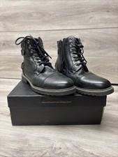 Men Motorcycle Combat Boots Military Boots Riding Ankle Leather Boots US Size