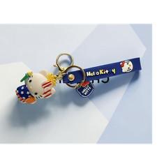 Hello Kitty Statue of Liberty Keychain Blue Strap Plastic Detachable Keyring