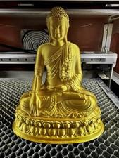 3D Printed Sitting Buddha Statue Figure / Figurine Desk Ornament silk Gold 