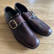 Vintage Sandy McGee Unworn 70s Mens Brown Faux Leather Shoes Made In usa 7.5 D