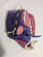 Rawlings Girls 10" Leather Softball Glove Purple Pink Tball Right hand throw