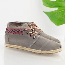 TOMS Womens Alarco Desert Boots Size 6 Gray Suede Lace Up Booties Flat Shoes