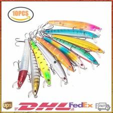 10Pcs/Set Lot Kinds of Fishing Lures Crankbaits Hooks Minnow Baits Tackle Crank