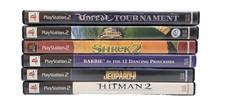 PS2 Game Lot Unreal Tournament Shrek 2 Barbie Jeopardy Hitman 2 Bundle Tested