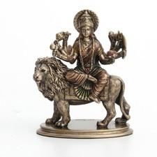 Veronese Design 3 3/4" Hindu Goddess Durga Riding on Lion Miniature Figurine