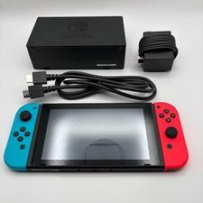 Nintendo Switch with Neon Blue and Neon Red Joy Con Complete Bundle