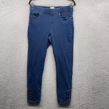 Martha Stewart Womens Jegging Jean Blue Denim Skinny Buttons Mid Rise Size M