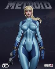 Samus Aran Statue 3D Print Unpainted/Unassembled