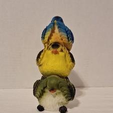 Stacked Colorful Bird Resin Figurine Blue Yellow Green Decorative Sculpture