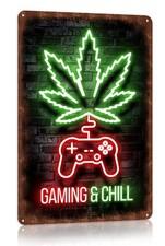 Gaming & chill 12 X 8“ Aluminum Sign For Game Room Or Man Cave