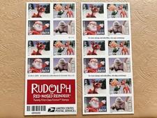 2014 USPS Rudolph Red-Nosed Reindeer Booklet Pane 100 Stamps Scott 4946-49 MNH