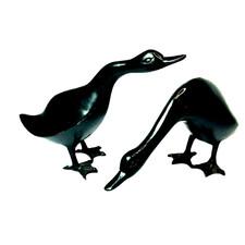 Vintage Pair Cast Iron and Metal Geese Ducks Sculpture Figurines Set of 2 7.5"