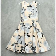 Calvin Klein Dress Women 8 Floral Midi Pleated Pockets Romantic Wedding Zip Pink