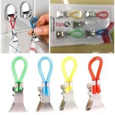 5 Pcs Tea Towel Hanging Clips on Hooks Loops Kitchen Bathroom Beach Home Travel