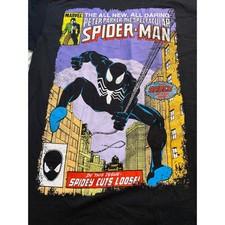 Marvel Spider-Man Black Symbiote Suit Comic Graphic T-Shirt Mens Medium Black