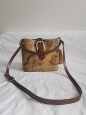 $249 Patricia Nash Irving European World Map Purse Adjustable Strap Leather 