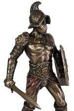 10" Spartacus Roman Gladiator in Murmillo Armor W/ Sword Bronze Finish Statue
