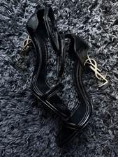 Saint Laurent Opyum 110 YSL Black Patent Leather Stiletto Heels Size US 7 /EU 38