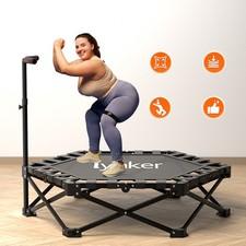 40 Inch Foldable Trampoline with Adjustable Handle 330lbs Capacity Adult Fitness