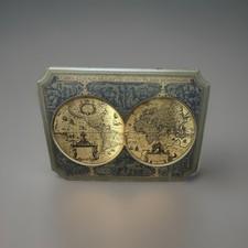 Vintage 1964 Masketeers Extra Large Brass and Wood Map of the World in 1628