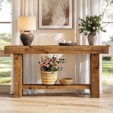 63'' Solid Wood Console Table Farmhouse Narrow Entryway Sofa Table with Storage