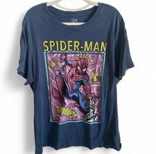 Marvel Mens Blue Superhero Spider-Man Graphic T Shirt Size L