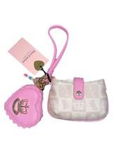 Juicy Couture Pink Keychain Wallet Set Heart Coin Pouch + Mini Card Holder NWT