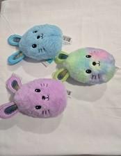 3Pack 8" Cute Soft Bunny Oval Plush in Purple Blue Green Multicolor Kids Party