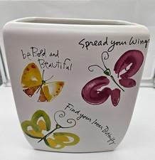 Decorative Ceramic Flutterby Butterfly Bathroom Trash Can